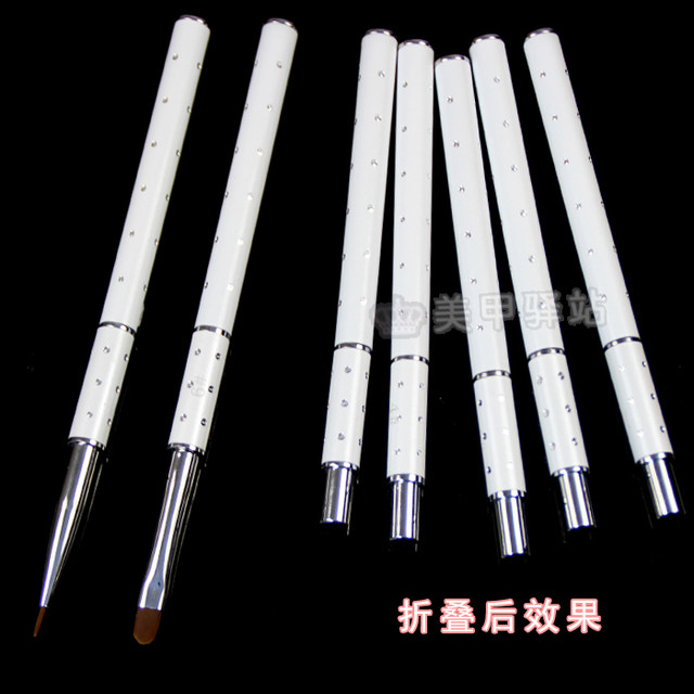 High-end foldable dust-proof painting flower string petal phototherapy nail art pen flat round oblique mouth French crystal painting pen