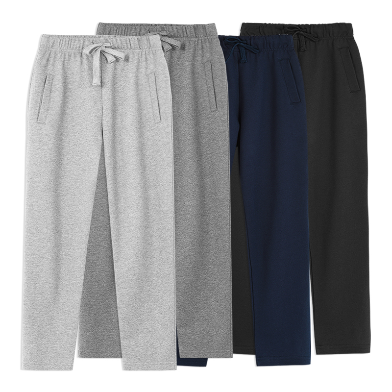 Childrens sweatpants trai thẳng tay áo Tây Tạng cyan đen xám cô gái mùa hè quần thể thao quần đồng phục học sinh.