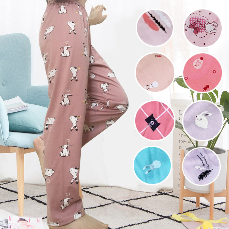 Lady Spring Autumn Lady Great Size Sleeping Pants Woman Long Pants Pure Cotton Thin style All cotton loose Home Pants Women Summer Autumn Winter Air Conditioning Pants