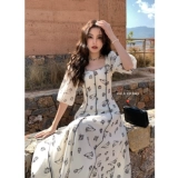 Весенняя летняя длинная юбка, платье, в цветочек