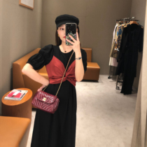 DALU temperament cross strap round neck fake two pieces halter short sleeve dress 2019 new summer long skirt