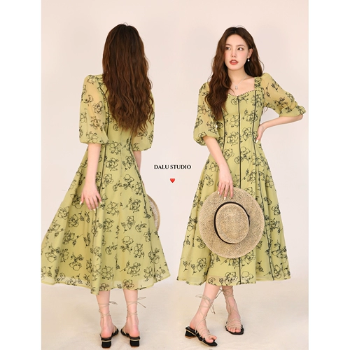 Весенняя летняя длинная юбка, платье, в цветочек