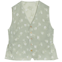 EIN Yan French literary three-dimensional cut flower V-neck silk waist air-sense vest vest 23 new summer style