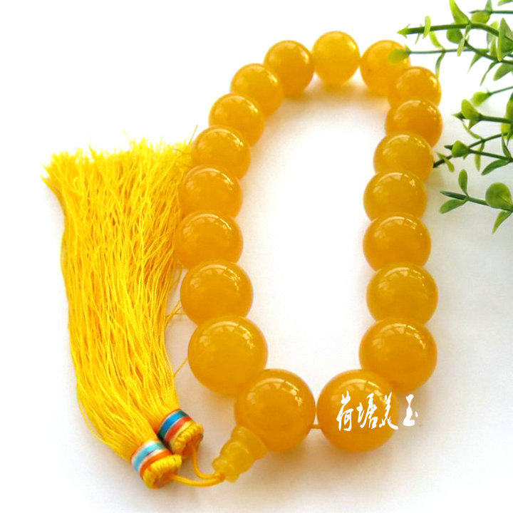 Authentic Yunnan Huanglongyu 18 Buddha Beads Candida Hand Alchemo Collection Pint Yellow Jade Holding Beads Handstring Bead Car Pendant