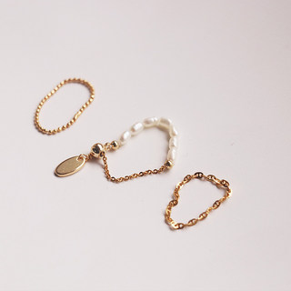 2025 New Trendy Pearl Ring Women's Niche Design Ball Bead Chain Fashion Personality High-End Index Finger Ring