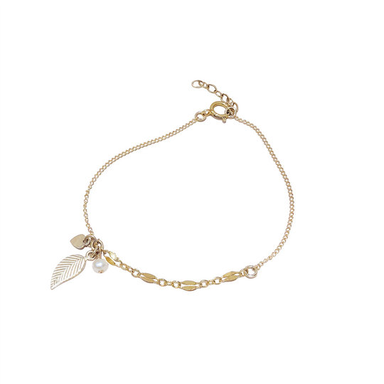 Natural pearl leaf anklet for women summer 2023 new trendy internet celebrity hot style high-end niche style simple anklet