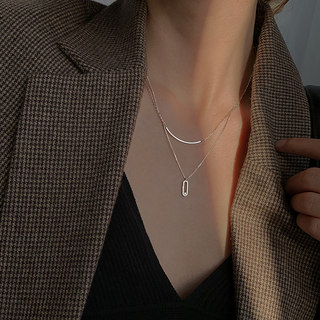 Double-Layer Sterling Silver Necklace 2023 New Model for Women, Summer Simple Smile Design, Light Luxury Niche Design, High-End Clavicle Decoration