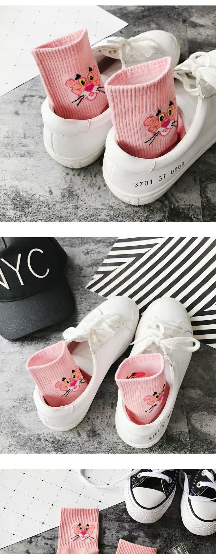 Nhật Bản màu hồng Hàn Quốc phim hoạt hình sinh viên vớ cotton nam và nữ cặp vợ chồng ulzzang Harajuku Hồng Hồng phong cách vớ ngắn màu hồng tất lười nam