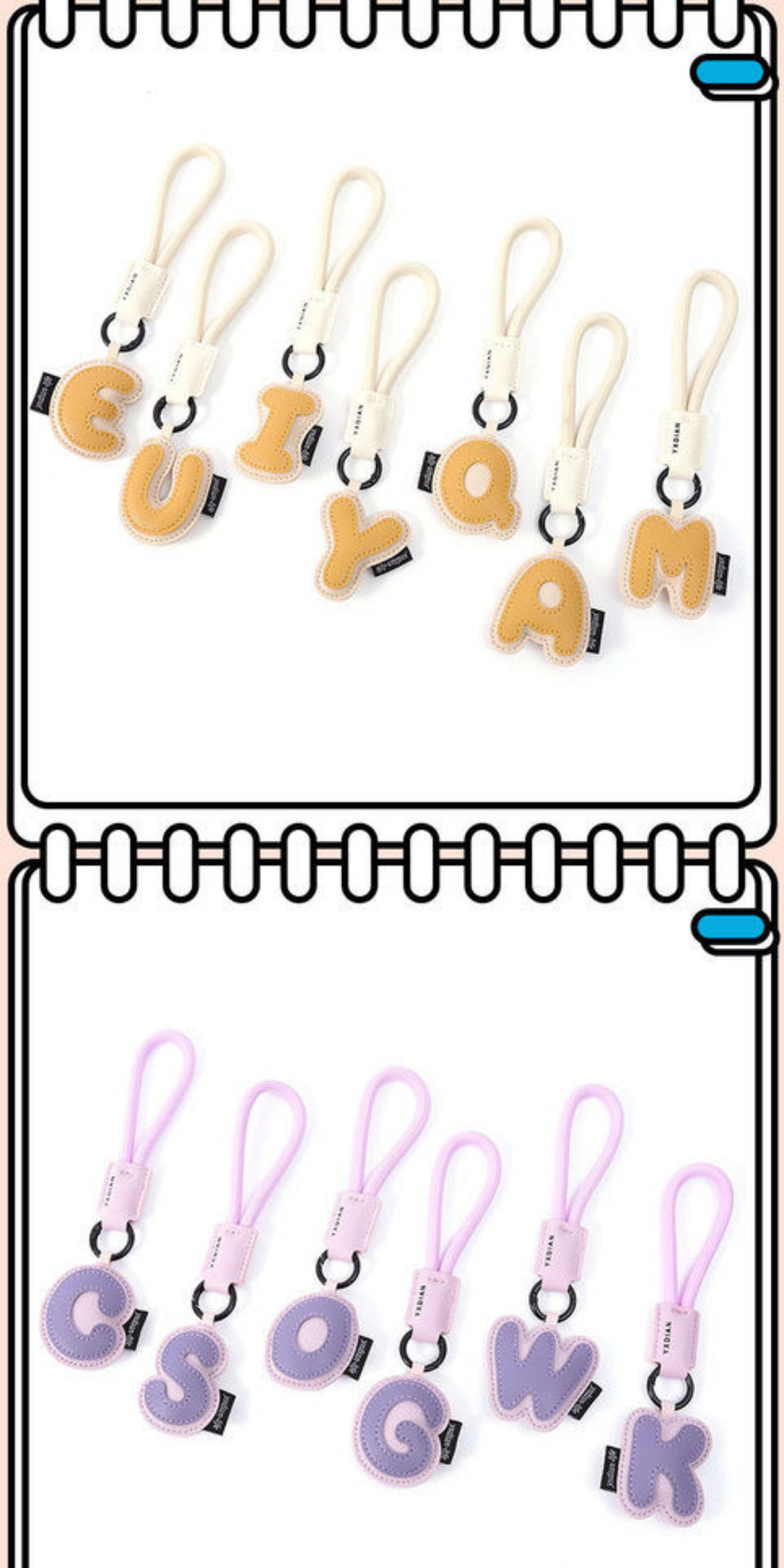 Letter Key Chain Cute Creative Bag Leather Pendant Couple Schoolbag Car Key Chain Lanyard Small Ornament_voghion.com