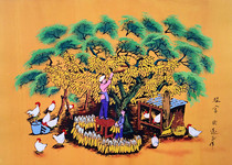 Hanging corn harvest field in the golden autumn farmyard rural life Zhang Xuan Zhenghu County farmer painting size 52x38cm