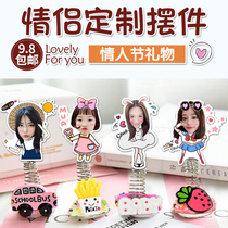 Car ornaments 2021 new car car decoration diy couple photo custom shaking head car good thing car decoration female