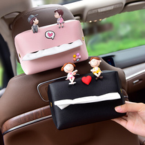 Car towels box Decorated Chair Back Hanging Crammy Box Armrest Case Visor Car Cartoon Cute Car Tissue Bag