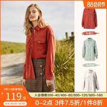 Akka 2021 autumn new retro Hong Kong flavor long-sleeved shirt womens loose Korean casual wild frock wind shirt