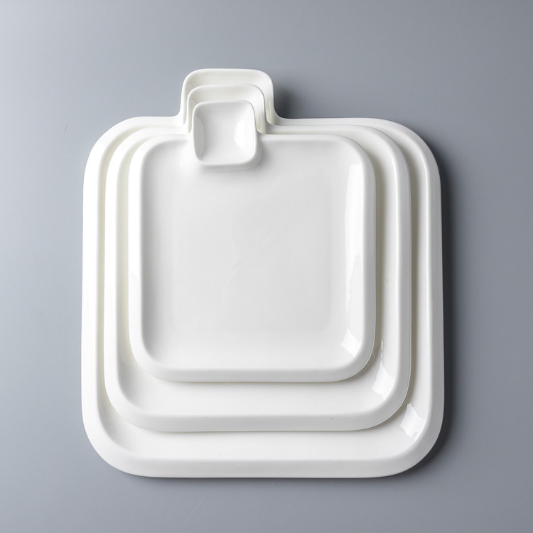 Creative ceramic household white square with grid plate dumpling plate French fries plate snack plate cold dish plate with sauce grid