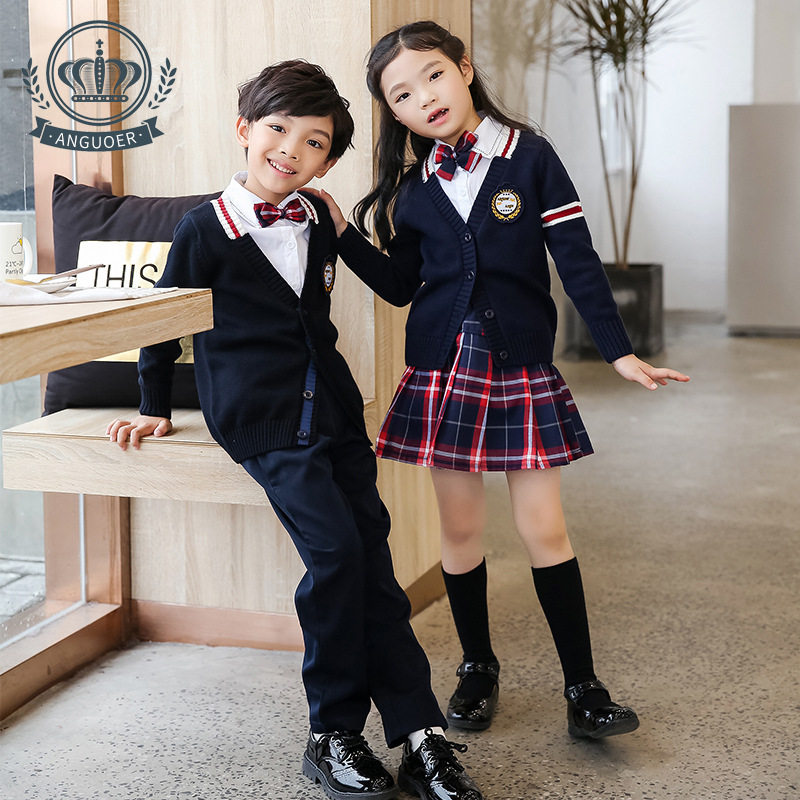 Kindergarten Garden Costume Spring Autumn Winter Suit Yinglun College Wind Children's sweater New Year's Day Performance Class The school uniforms for elementary school students
