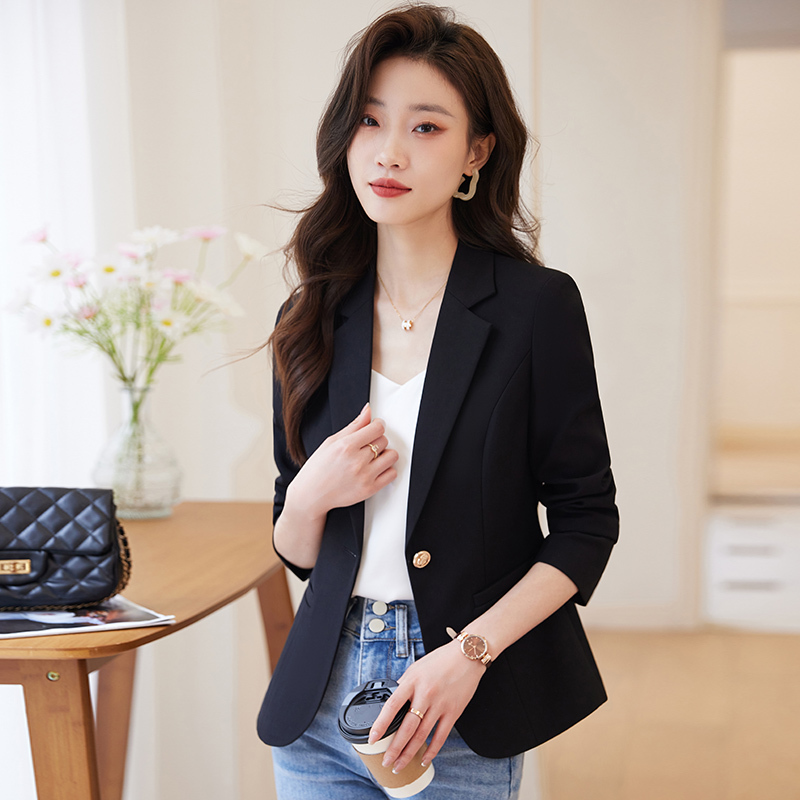 Black Blazer for Women, High-End, Short Style, Petite, Spring and Autumn 2026 New Model, Professional Slim-Fit Casual Suit Black Blazer for Women, High-End, Short Style, Petite, Spring and Autumn 2026 New Model, Professional Slim-Fit Casual Suit