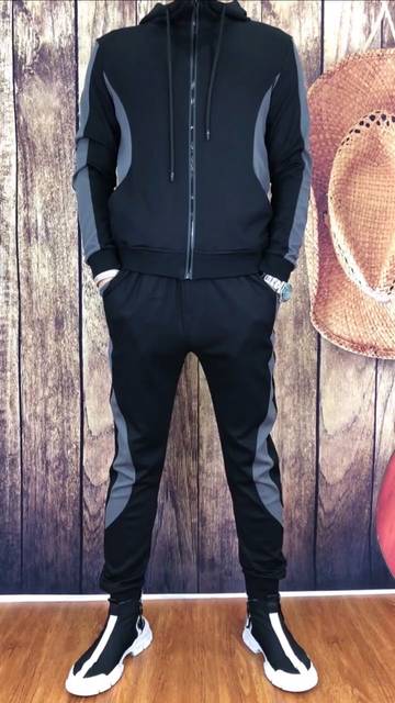 T011 Men's Autumn Casual Sports Suit Hooded Cardigan Outer Sweatpants Two-piece Set Fashionable, Versatile and Handsome