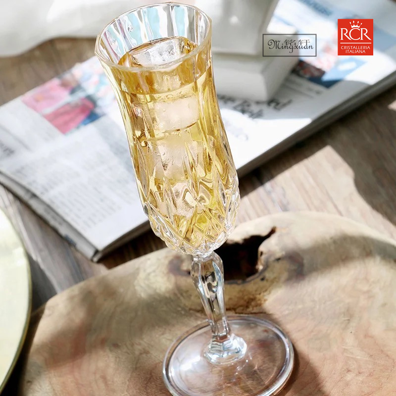 Italian RCR imported crystal lettering champagne glass of sweet wine glass with high foot glass of red wine