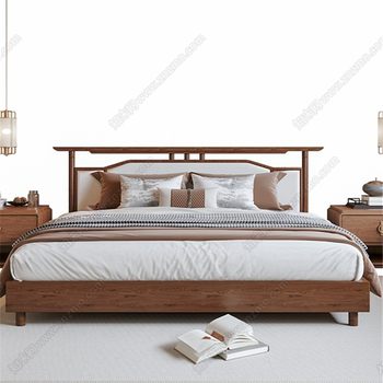 New chinese-style solid wood bed, modern, simple, light luxury, master bedroom, double bed, wedding bed, villa, large bed furniture, whole house furniture