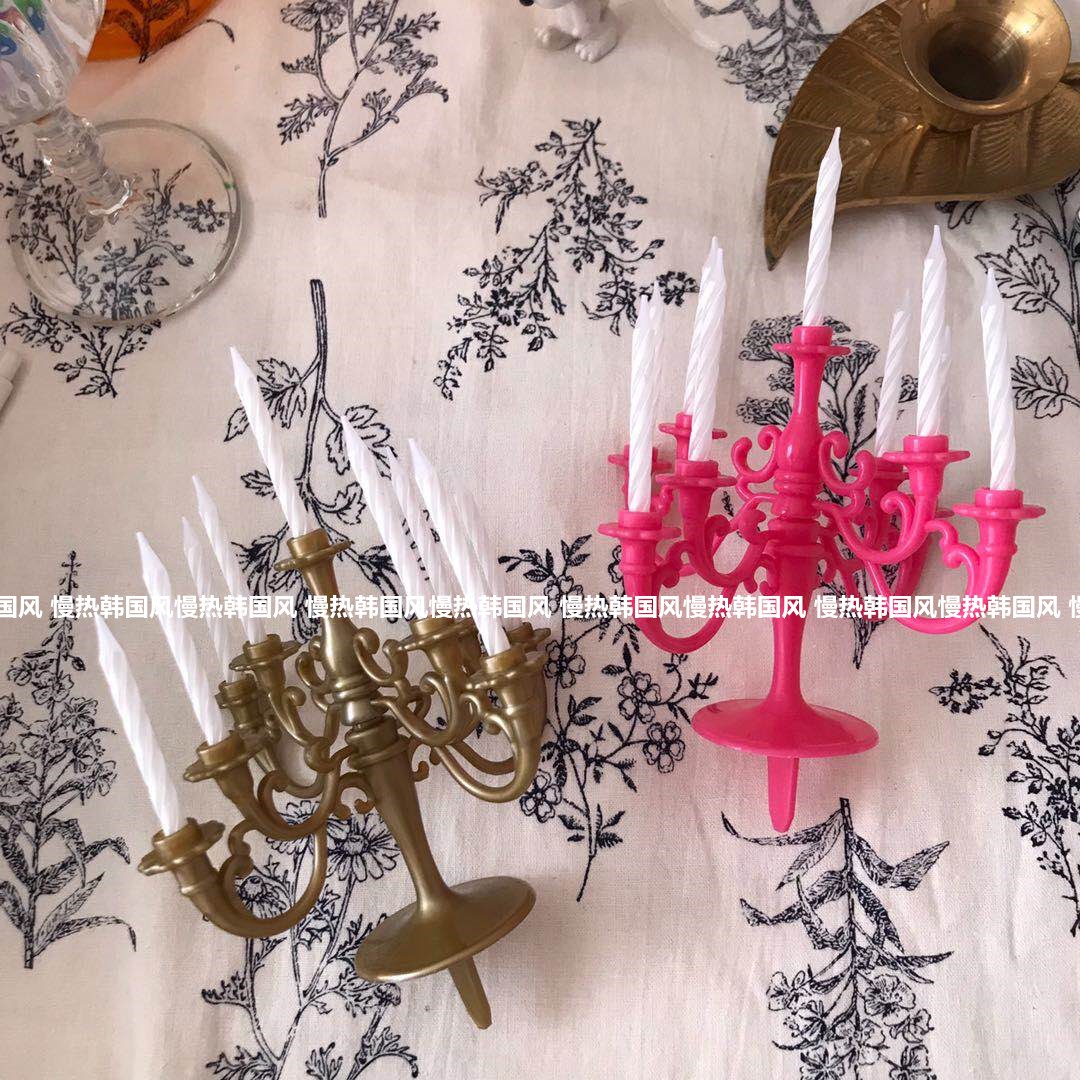 New baking European luxury gold and silver birthday cake candle Red romantic strange creative thread candlestick