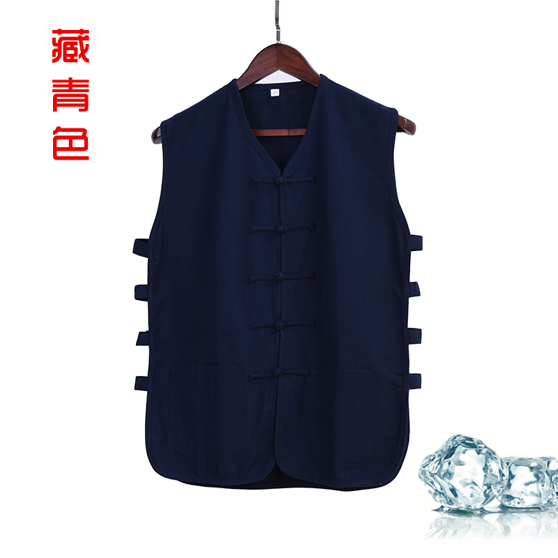 Mỏng ngựa kiểu nam Tang kiểu áo giáp vest Han quần áo tấm khóa có thể-vai tay người đàn ông áo cũ retro phong cách mở Trung Quốc