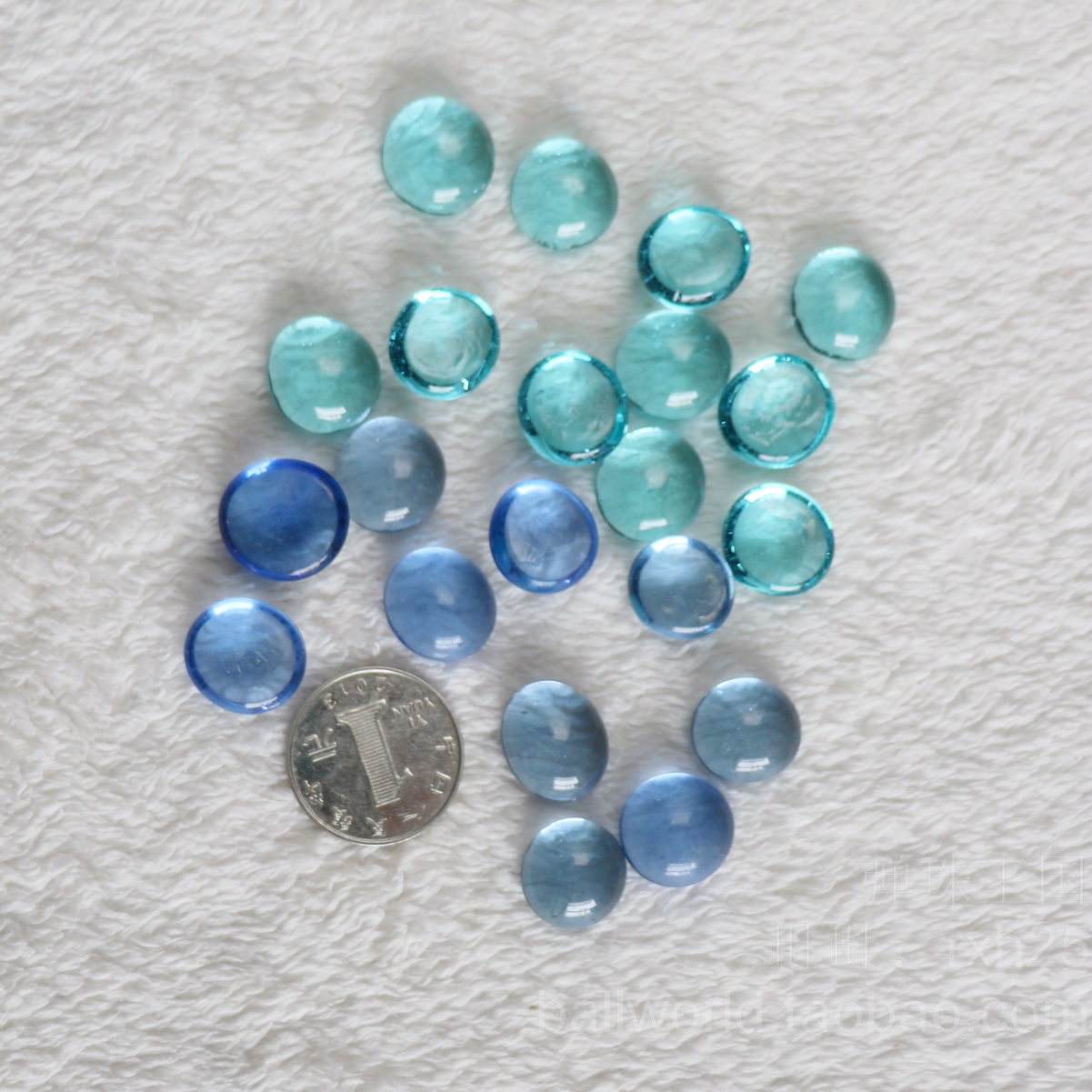 Special light blue glass flat beads 15-17mm Go fish tank vase decoration glass beads craft gifts decoration accessories