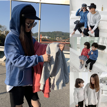 Champion Chaoyi parent-child clothing spring and autumn 2021 New plus velvet foreign style mother daughter mother and son a family of three whole family