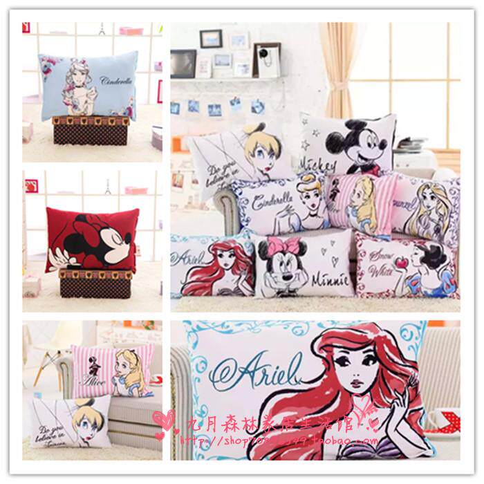Princess Mickey and Minnie Cinderella Alice painted and dyed single pillowcase cartoon pillowcase