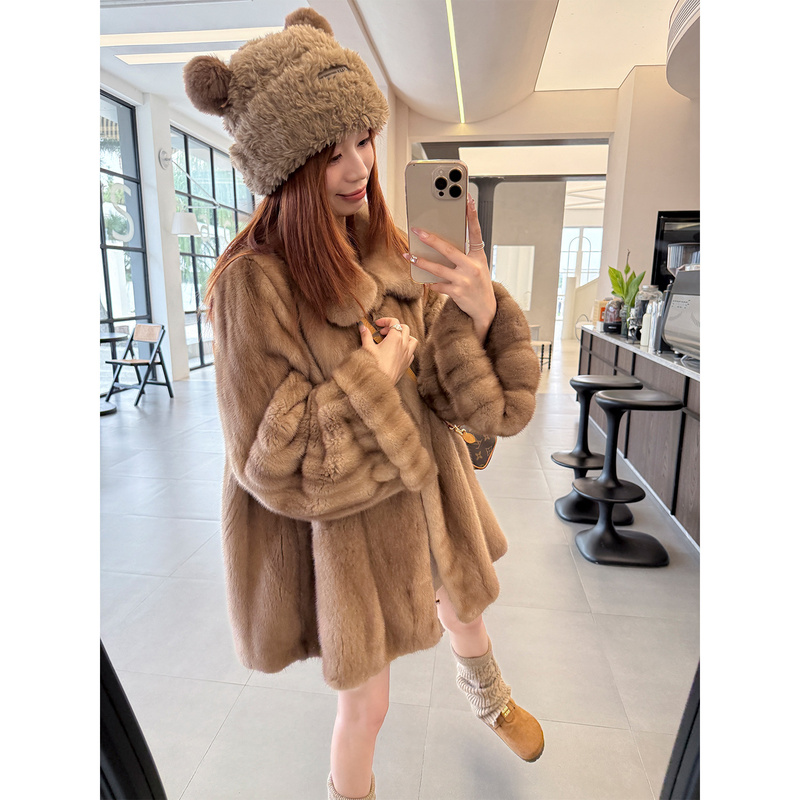 Miss Mink [Princess on the Run] Imported Velvet Mink Fur Coat Whole Mink Young Style Mink Fur Outerwear for Women