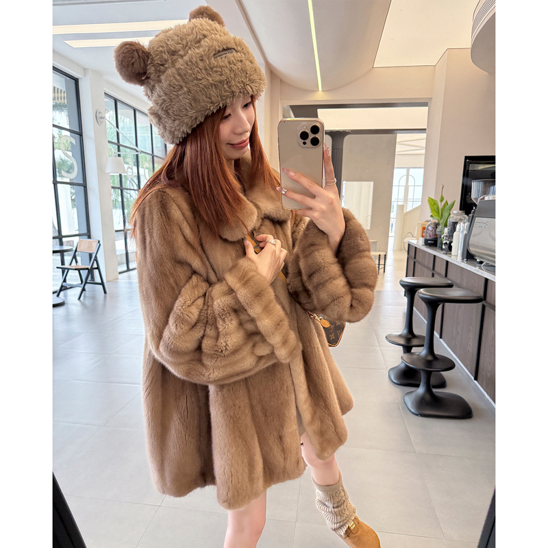 Miss Mink [Princess on the Run] Imported Velvet Mink Fur Coat Whole Mink Young Style Mink Fur Outerwear for Women