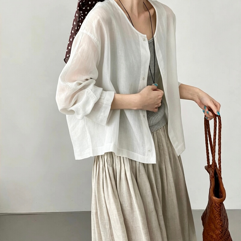 J Brand Tencel Ramie Elegant Long-Sleeve Sun Protection Shirt Top New Style High-End Lightweight Breathable Jacket for Women Rp