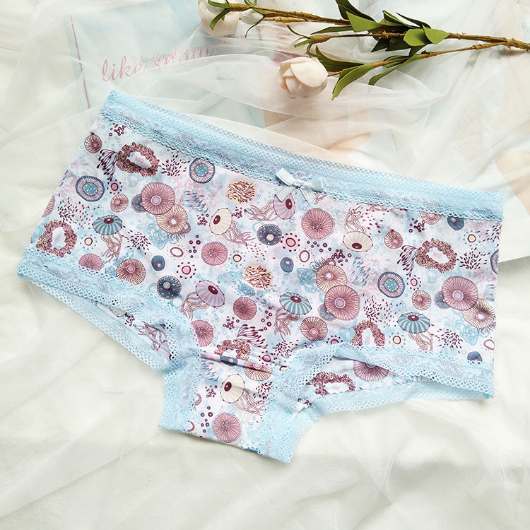 Châu Âu và Mỹ khí beo sọc không có dấu vết băng lụa ren mịn sữa lụa thời trang nhỏ boxer phụ nữ eo đồ lót quần xì lót