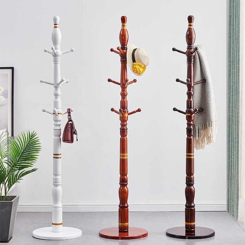 Solid wood floor clothes rack minimalist wood hanging clothes hanger home single lever style cloister frame living room hanging bag rack large hanger