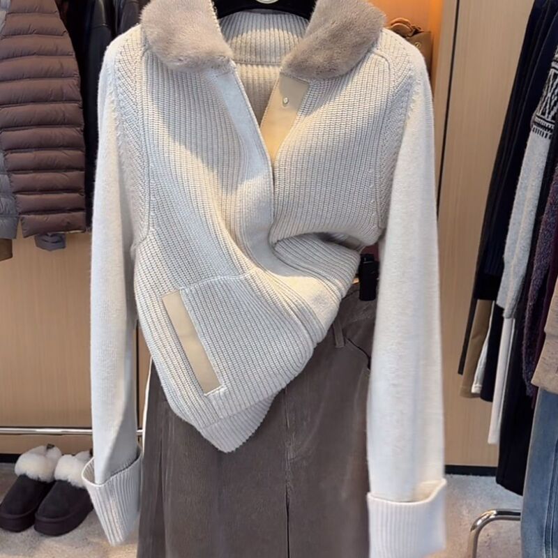 【High-End Order】New Winter Collection & Mink Fur Collar Light Luxury Minimalist Style Coat Hb1159 Autumn/Winter Trendy Style