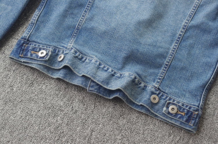 Tự giữ lại ~ nam giới và phụ nữ có thể mặc áo khoác denim áo khoác mùa thu ngắn kết cấu kích thước lớn là tốt áo nữ đẹp