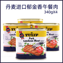 Denmark Imports Tulip Brand Pork Lunch Meat Canned 340g * 4 Pots Instant Convenient Hot Pot