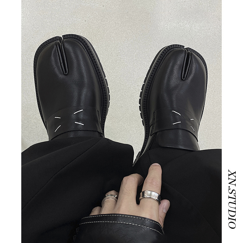 M Brand Pig's Trotter Shoes, Niche Horseshoe Boots, Low-Top Square-Toe Shoes, Men's Split-Toe Shoes, Women's Tabi Thick-Soled Genuine Leather with a High-End Feel