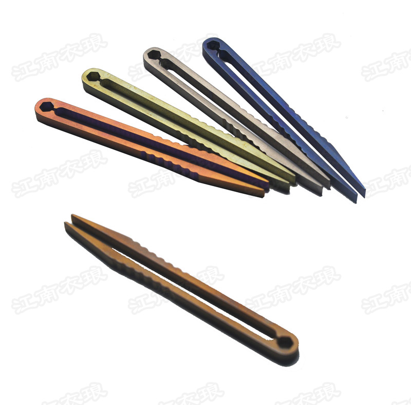 Outdoor camping EDC portable tool multifunctional titanium alloy tweezers EDC mini gadget TC4 small tweezers