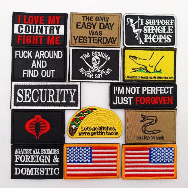 3D embroidery Velcro chapter English patch sticker taco patch Mexican tortilla armband American cloth label