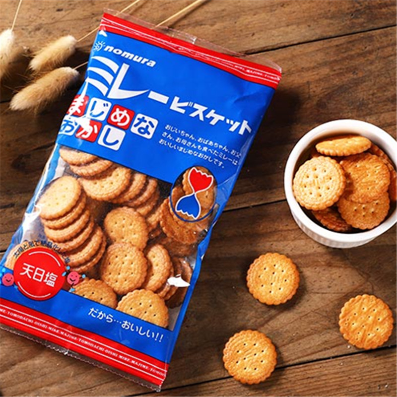 21 December Japan Nomura small round cake Low salt 130g multigrain round biscuit Children's snack Cai Wenjing