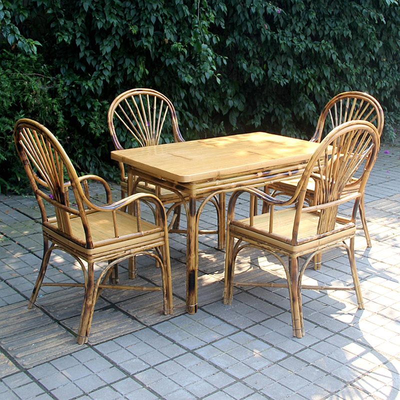 Folk bamboo furniture bamboo tables and chairs combined outdoor courtyard simple pastoral bamboo chairs rectangular dining table