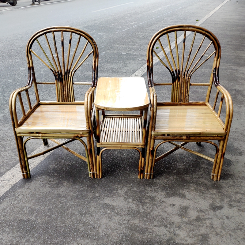 Zen antique bamboo tea table Tea table Bamboo garden Modern simple leisure bamboo sofa Home courtyard Living room Balcony