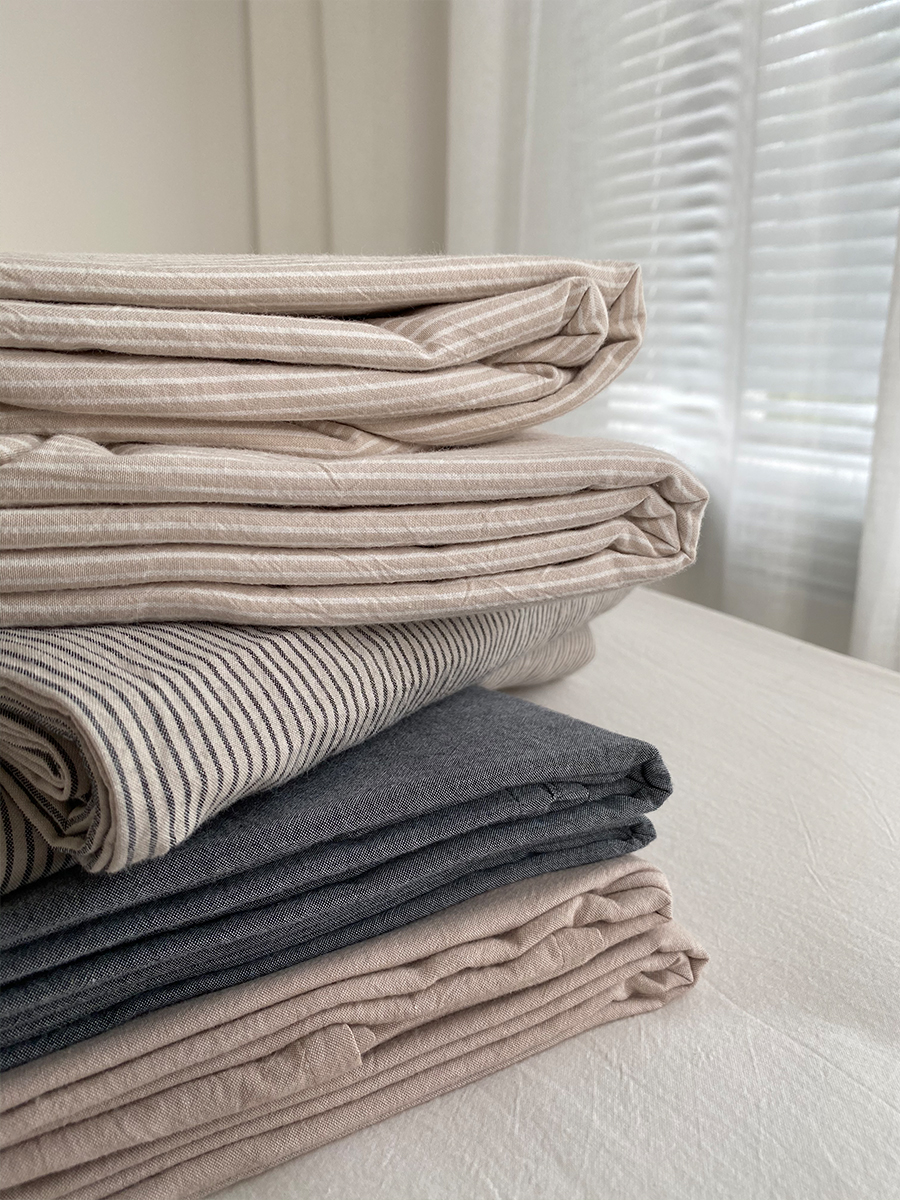 Pure cotton quilt cover single product~Japanese simple washed cotton quilt cover quilt single double bed Solid color plaid quilt cover can be customized