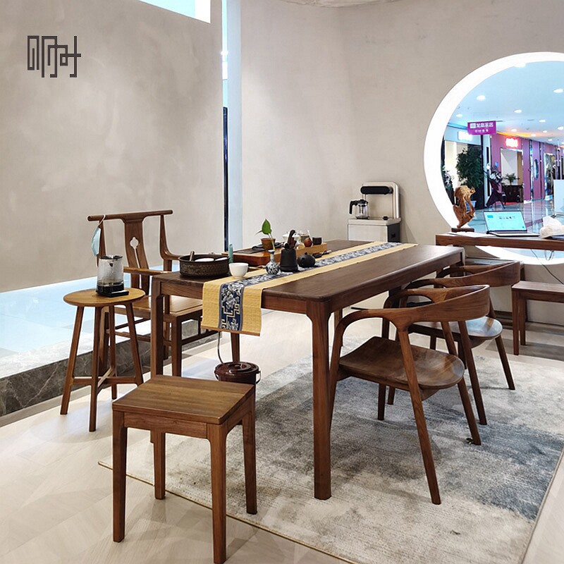 Min time wood for Nordic minimalist white wax cherry hard maple black walnuts full real log mortise and complete book dining dual-use table 