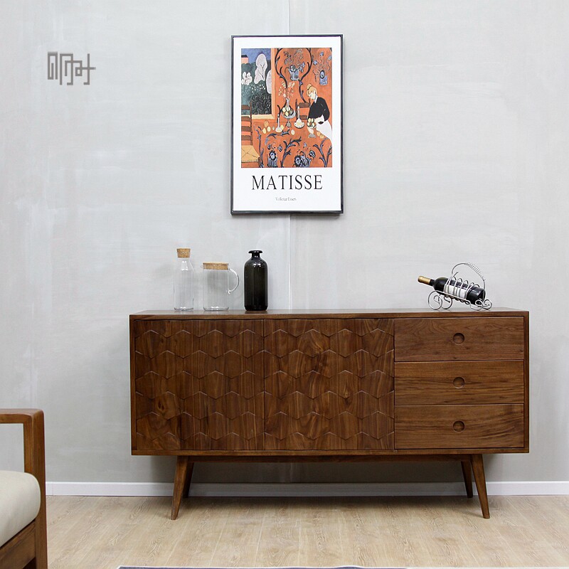 Ming time Beijing Custom white wax red oak cherry black walnut wood Nordic minimalist living-room Xuanguan TV cabinet Decorative Cabinet