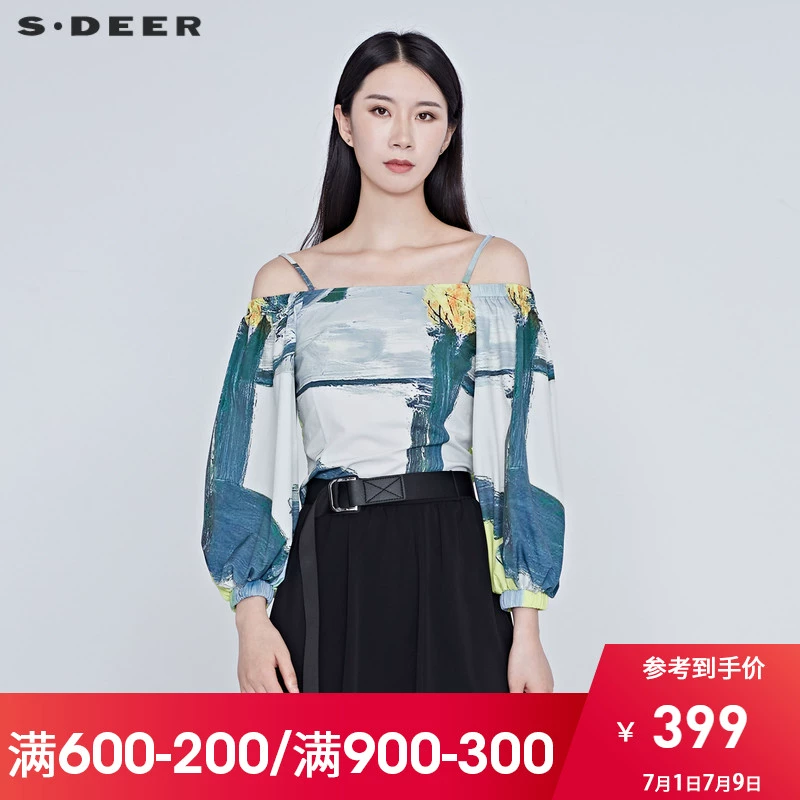 sdeer San Dior Phụ nữ Văn học và Nghệ thuật Gradient In Áo trễ vai S20280442 - Áo sơ mi