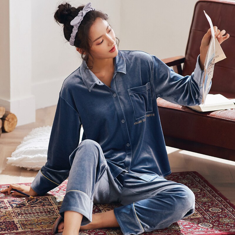 Dora Pajamas Woman Spring and Autumn Long-sleeve Golden Han Edition Autumn Winter Thin Coral Velvet Home Clothes