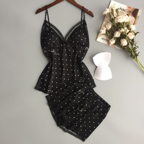 Sexy pajamas New Summer Woman Wave Point Lace Two Pieces of Ice Silk Skies with Leisure Shorts