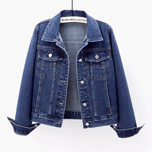 South Korea 2024 Autumn New Denim Coat Women's Short Slim Fit Versatile Jacket Cardigan Single breasted Long sleeved Top