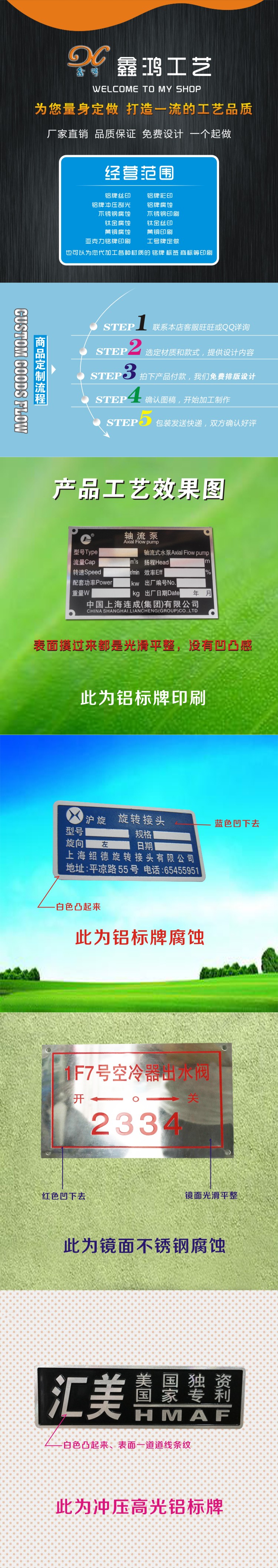 Các nhà sản xuất tùy chỉnh sản phẩm mới phân phối tủ nhôm dấu hiệu thép không gỉ bảng tên sản xuất in tấm ăn mòn kim loại - Thiết bị đóng gói / Dấu hiệu & Thiết bị